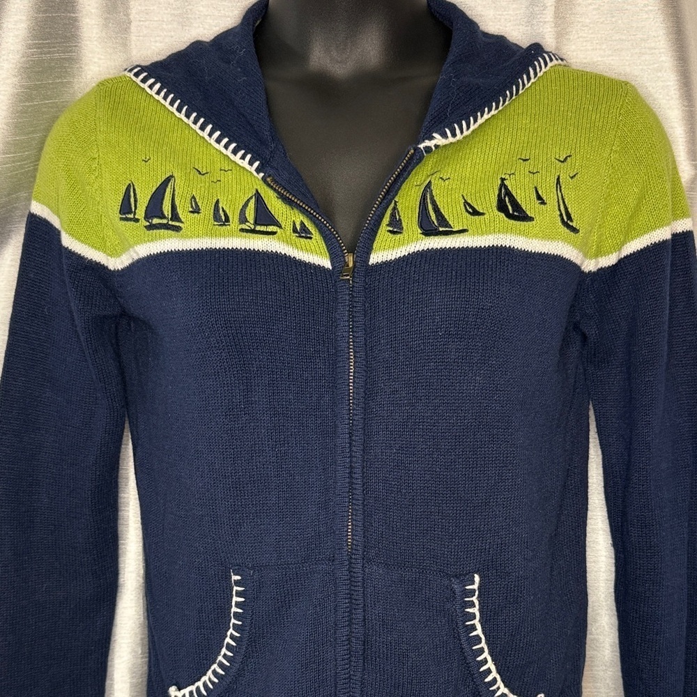 Breckenridge Full Sip Sweater Cardigan Jacket Stockinette Blanket Stitch Sz S